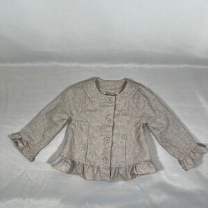 Janie & Jack Infant Girls Oatmeal Color Wool Blend Jacket Sz 2T-3T Lined